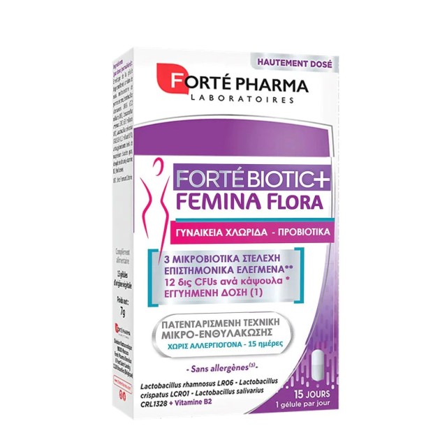 Forte Pharma Fortebiotic+ Femina Flora 15caps (Συμπλήρωμα Διατροφής με Προβιοτικά για τη Διατήρηση Χλωριδικής Ισορροπίας στις Γυναίκες)