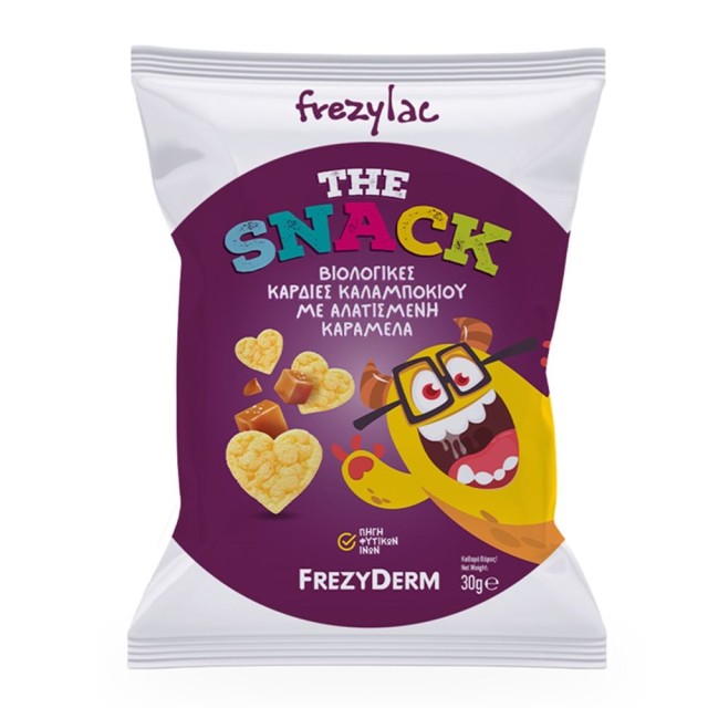 Frezylac The Snack Organic Corn Salted Caramel Hearts 30gr (Βιολογικές Καρδιές Καλαμποκιού με Αλατισμένη Καραμέλα)