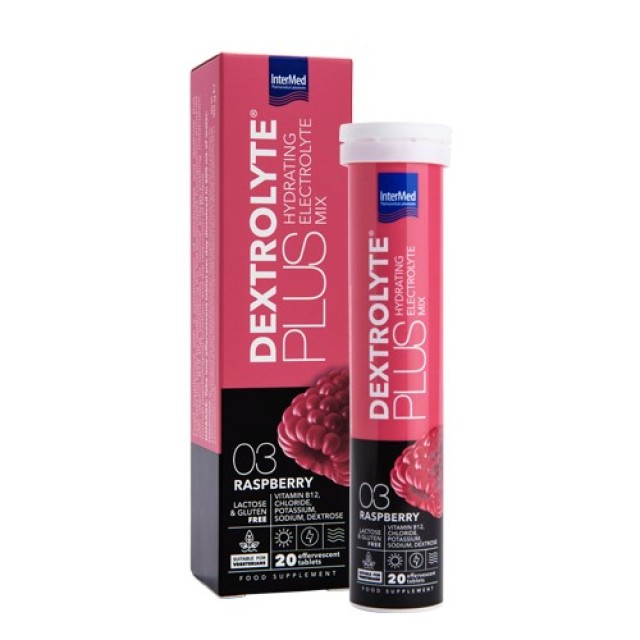 Intermed Dextrolyte Plus Hydrating Electrolyte Mix Raspberry 20 effervescent tabs