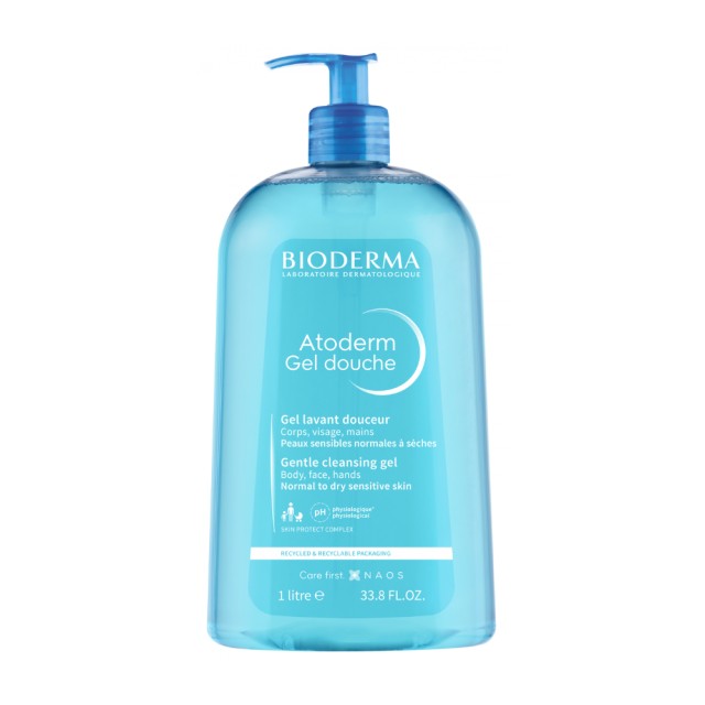 Bioderma Atoderm Ultra Gentle Shower Gel 1lt (Απαλό Αφρόλουτρο Χωρίς Σαπούνι για την Ευαίσθητη Επιδε