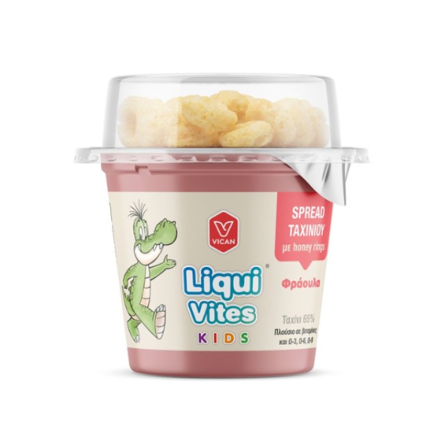 Liqui Vites Kids Tahini Spread with Honey Rings Strawberry 44gr (Άλειμμα Ταχινιού με Τραγανά Δαχτυλίδια από Δημητριακά & Μέλι με Γεύση Φράουλα)