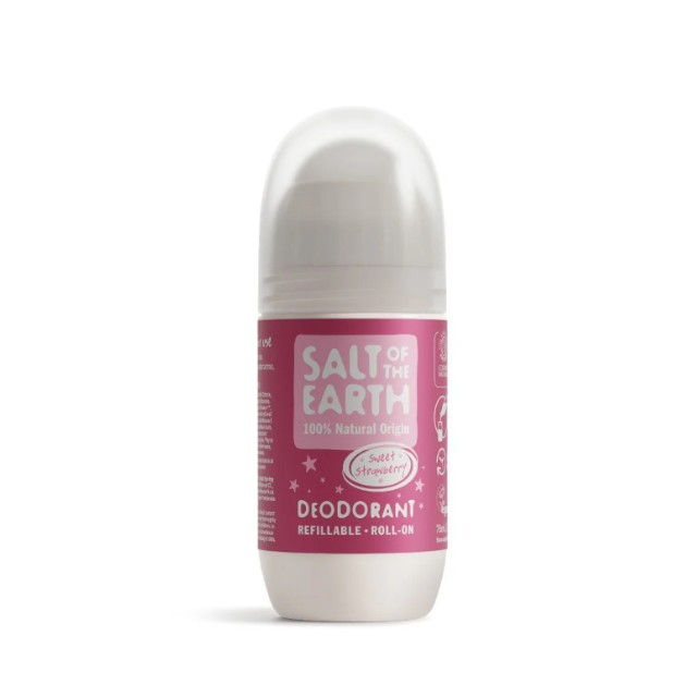 Salt Of The Earth Vegan Refillable Deodorant Roll On Sweet Strawberry 75ml (Επαναγεμιζόμενο Αποσμητικό Roll On με Άρωμα Φράουλα)