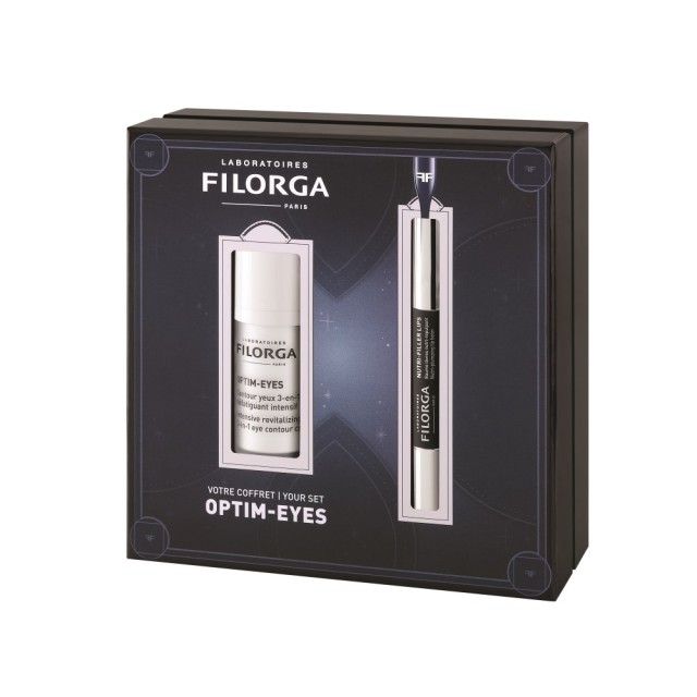 Filorga SET Optim Eyes Intensive Revitalizing 3-in-1 Eye Contour Cream 15ml & ΔΩΡΟ Nutri Filler Lips 4gr (ΣΕΤ με Κρέμα Ματιών & ΔΩΡΟ Balm Χειλιών)