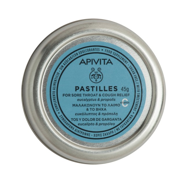 Apivita Pastilles Eucalyptus & Propolis 45gr (Καραμέλες για το Λαιμό & το Βήχα με Πρόπολη & Ευκάλυπτο)