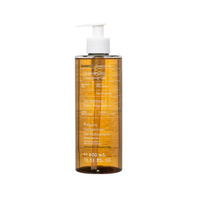 Korres Olympus Tea Oil Balancing Cleansing Gel 400ml (Τζελ Καθαρισμού με Τσάι Ολύμπου για Ρύθμιση Λιπαρότητας)