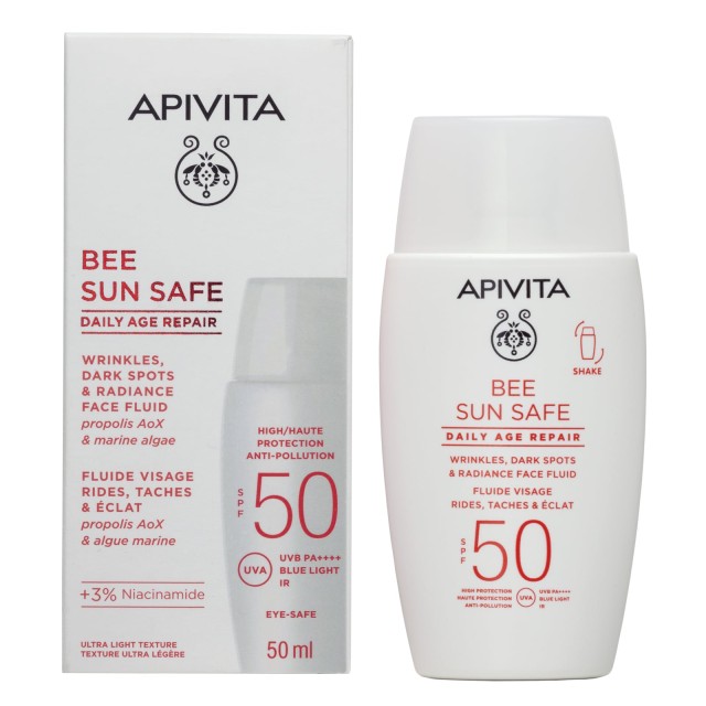 Apivita Bee Sun Safe Bee Sun Safe Daily Age Repair Dry Touch SPF50 50ml (Λεπτόρρευστη Αντηλιακή Κρέμα Λάμψης για Ρυτίδες & Πανάδες)