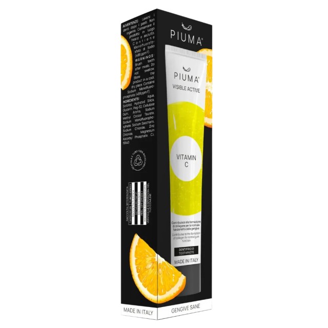 Piuma Visible Active Vitamin C Toothpaste 75ml (Οδοντόκρεμα με Βιταμίνη C για την Υγεία των Ούλων)