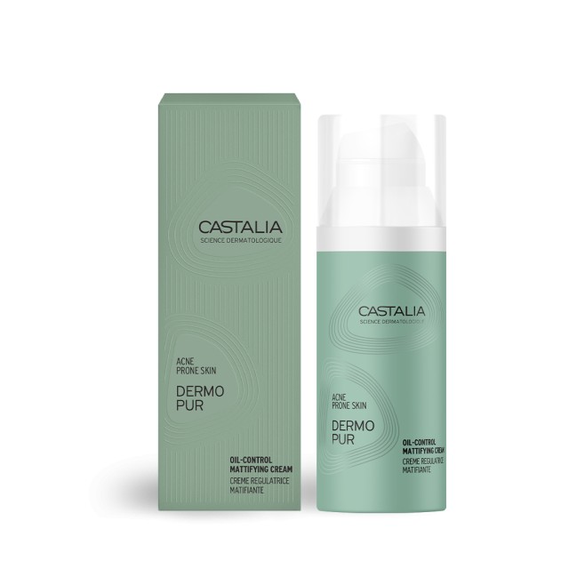 Castalia Dermopur Oil Control Mattifying Cream 50ml (Ρυθμιστική Κρέμα Προσώπου για Λιπαρή, Ευαίσθητη Επιδερμίδα με Τάση Ακμής)