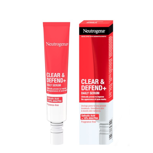 Neutrogena Clear & Defend+ Daily Serum 30ml (Ορός Προσώπου για Βελτίωση της Εμφάνισης των Σημαδιών της Ακμής)