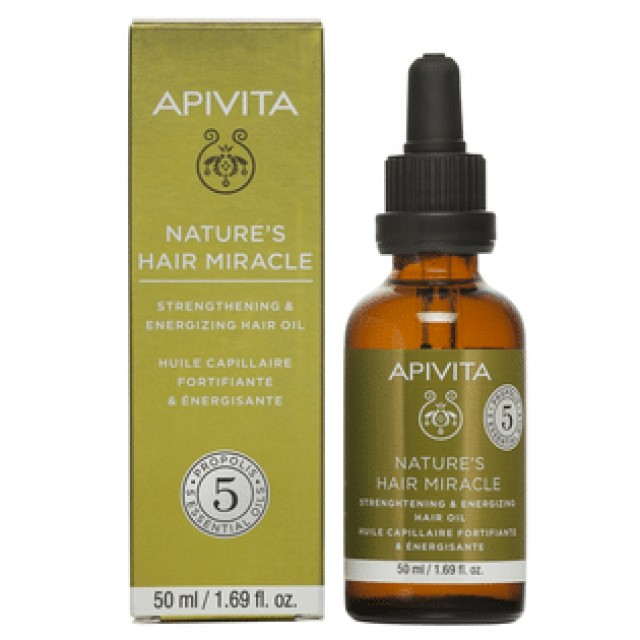 Apivita Natures Hair Miracle Oil 50ml (Λάδι Ενδυνάμωσης & Τόνωσης για τα Μαλλιά με Πρόπολη & 5 Αιθέρια Έλαια)