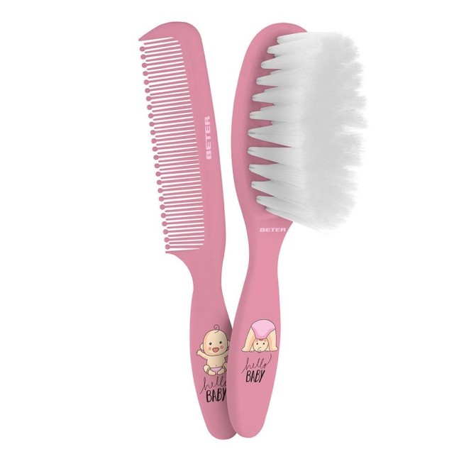 Beter Baby Brush and Comb Set Pink (Σετ Χτένας & Βούρτσας Μαλλιών για Βρέφη - Ροζ)