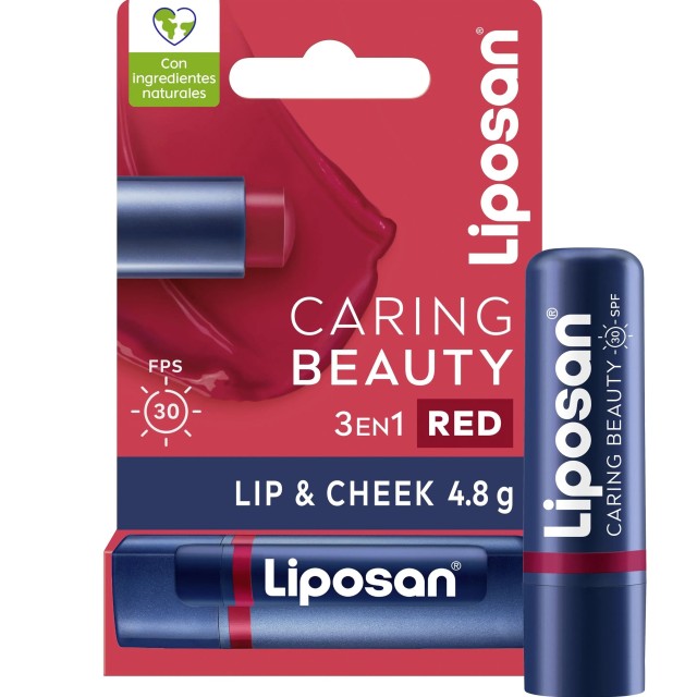 Liposan Caring Beauty Lip & Cheek Red 4,8gr (Ενυδατικό Balm για Χείλη & Μάγουλα σε Κόκκινο Χρώμα)