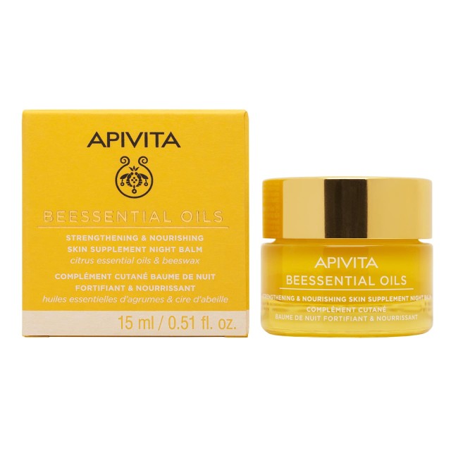 Apivita Beessential Oils Strengthening & Nourishing Skin Supplement Night Balm 15ml (Balm Προσώπου Νύχτας Συμπλήρωμα Ενδυνάμωσης & Θρέψης)