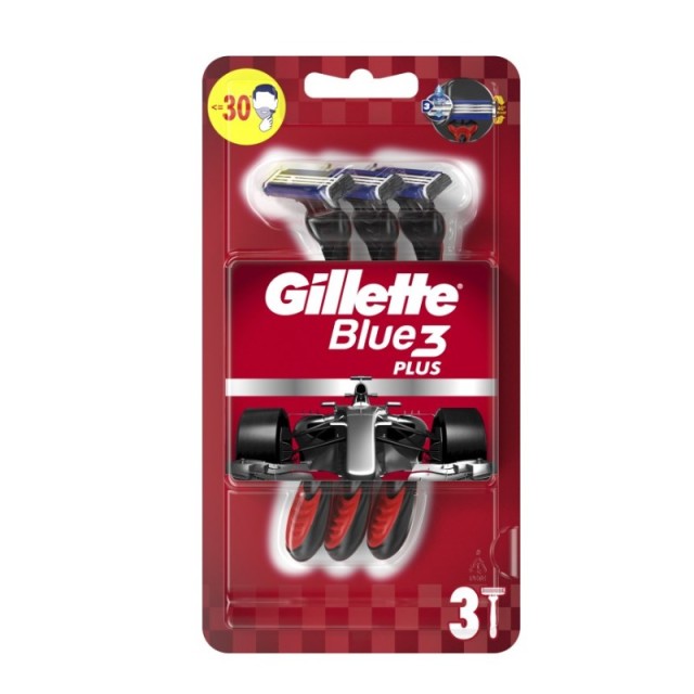 Gillette Blue3 Plus Red 3τεμ (Ξυραφάκια μιας Χρήσης)