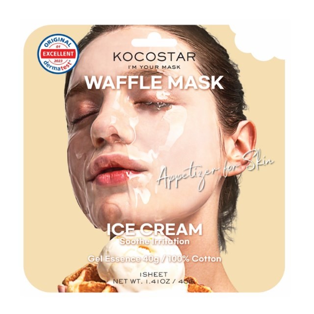 Kocostar Waffle Face Mask Ice Cream 40gr 1τεμ (Εμποτισμένη Καταπραϋντική Μάσκα Προσώπου για Ευαίσθητη Επιδερμίδα)