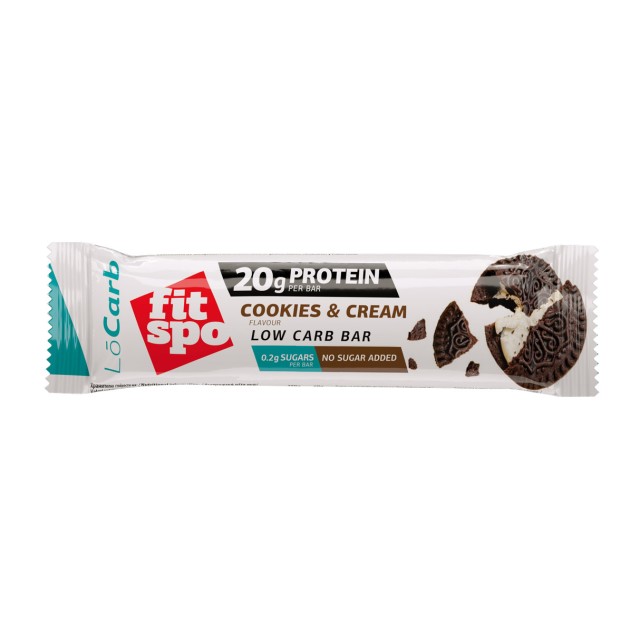 Fitspo Lo Carb Protein Bar Cookies & Cream 20gr Protein 60gr (Μπάρα Πρωτεΐνης με Γεύση Μπισκότο & Κρέμα)