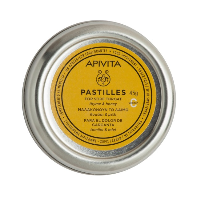 Apivita Pastilles Honey & Thyme 45gr (Καραμέλες για το Λαιμό & το Βήχα με Θυμάρι & Μέλι)