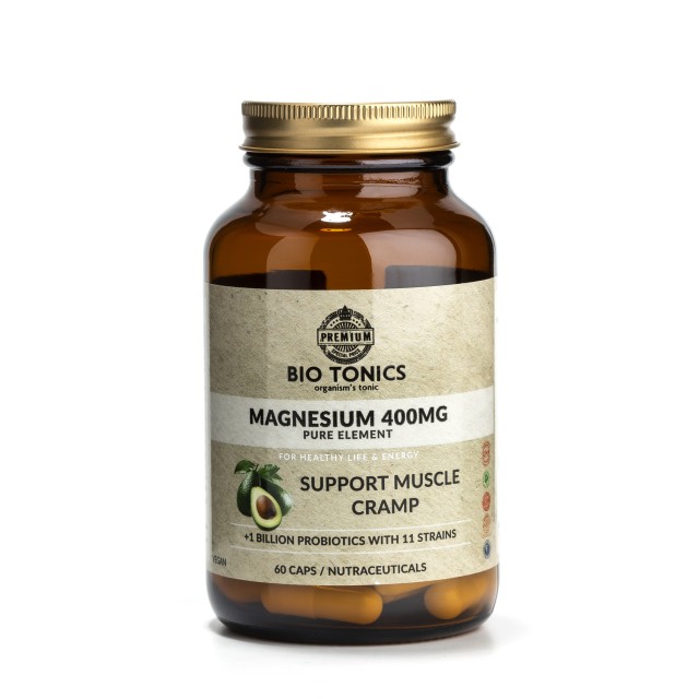 Bio Tonics Magnesium 400mg 60caps (Συμπλήρωμα Διατροφής με Μαγνήσιο για Μείωση της Κόπωσης & των Μυϊκών Κραμπών)