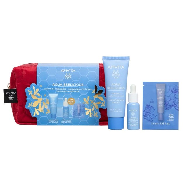 Apivita Aqua Beelicious SET Comfort Hydrating Cream 40ml & GIFT Refreshing Hydrating Booster 15ml & Cooling Hydrating Eye Gel 1,5ml