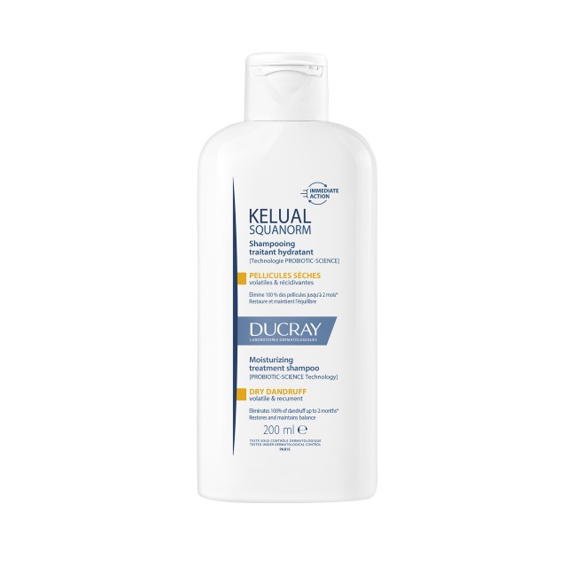 Ducray Kelual Squanorm Dry Dandruff Shampoo 200ml (Ρυθμιστικό Σαμπουάν Θεραπείας για Ξηρή Πιτυρίδα)