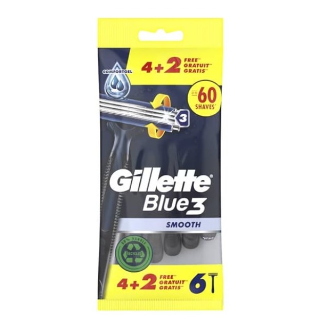 Gillette Blue3 4+2 ΔΩΡΟ (Ξυραφάκια μιας Χρήσης)