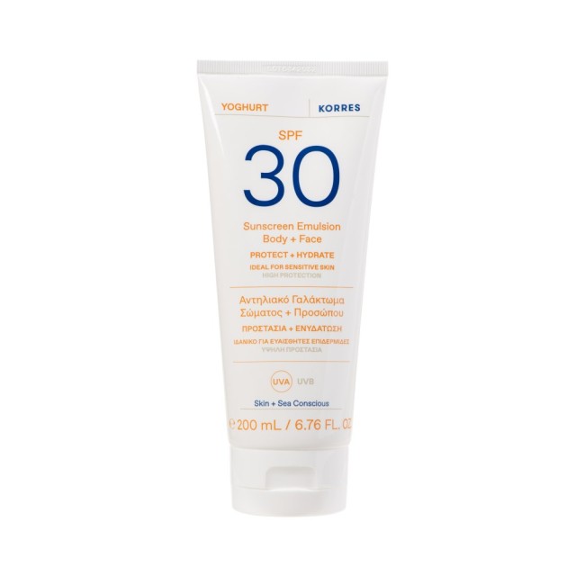 Korres Yoghurt Sunscreen Emulsion SPF30 Body & Face 200ml (Αντηλιακό Γαλάκτωμα Σώματος & Προσώπου)