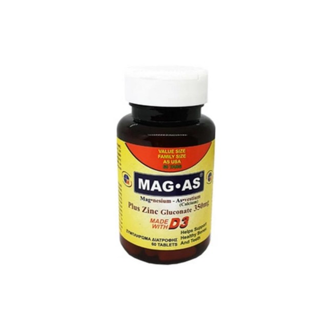 Medichrom MAG AS Plus Zinc Gluconate 350mg 60tabs (Συμπλήρωμα Διατροφής με Ασβέστιο, Μαγνήσιο & Ψευδάργυρο Εμπλουτισμένο με Βιταμίνη D3)
