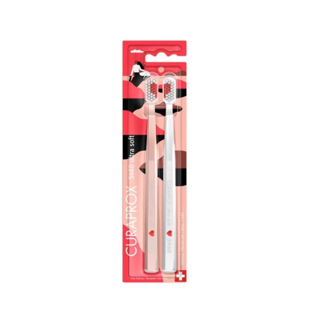 Curaprox CS 5460 Ultra Soft Duo Toothbrush Love Edition (ΣΕΤ με 2 Πολύ Μαλακές Οδοντόβουρτσες)