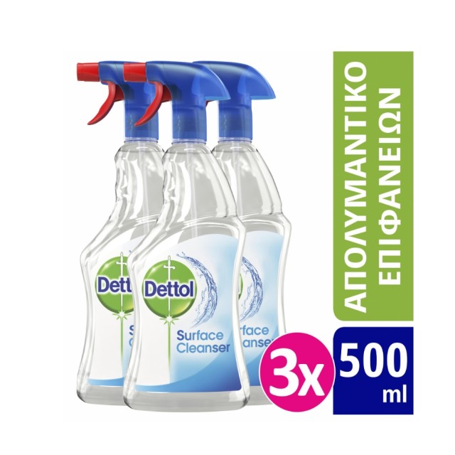 Dettol Surface Cleanser Antibacterial Spray 3x500ml