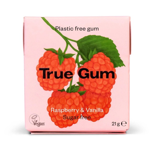 True Gum Raspberry & Vanilla 21gr (Τσίχλες Χωρίς Ζάχαρη με Γεύση Bατόμουρο & Bανίλια)