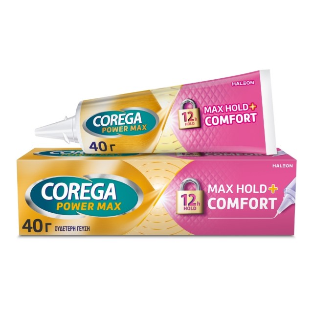 Corega Max Hold+Comfort Cream 40gr (Στερεωτική Κρέμα για Τεχνητή Οδοντοστοιχία για έως και 12 ώρες Συγκράτησης)