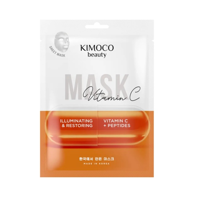 Kimoco Beauty Illuminating & Restoring Face Sheet Mask with Vitamin C & Peptides 23ml