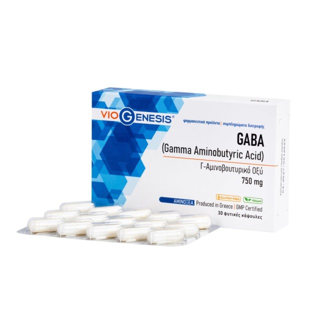 Viogenesis Gaba 750mg 30caps (Συμπλήρωμα Διατροφής για την Υγιή Λειτουργία του Νευρικού Συστήματος)