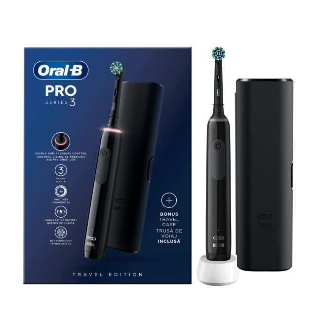 Oral-B Pro Series 3 Black (Ηλεκτρική Οδοντόβουρτσα & Θήκη Ταξιδίου)