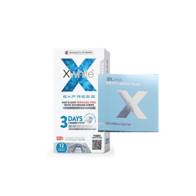 XWhite Express 3 Days 12 ταινίες & XWhite Pro Dental Floss (Επαγγελματικές Ταινίες Λεύκανσης Δοντιών & Οδοντικό Νήμα)