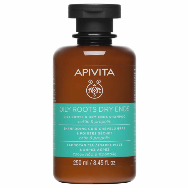 Apivita Oily Roots & Dry Ends Shampoo 250ml (Σαμπουάν Εξισορρόπησης για Λιπαρές Ρίζες & Ξηρές Άκρες με Τσουκνίδα & Πρόπολη)