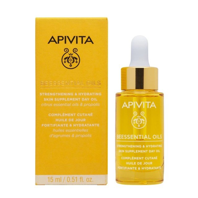 Apivita Beessential Oils Brightening & Hydrating Skin Supplement Day Oil 15ml (Έλαιο Προσώπου Ημέρας Συμπλήρωμα Ενδυνάμωσης & Ενυδάτωσης)