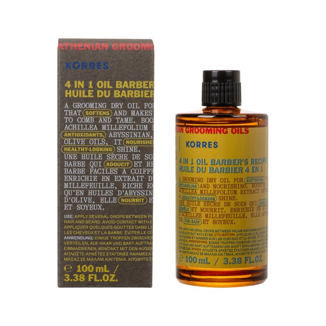 Korres Αthenian Grooming 4in1 Oil Barbers Recipe 100ml (Ξηρό Λάδι Περιποίησης 4σε1 για Μαλλιά & Γένια)