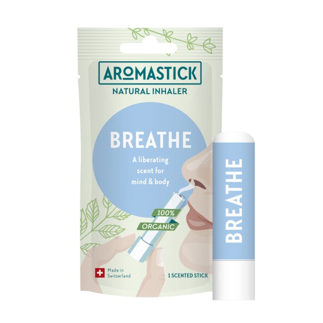 Aromastick Breathe Natural Inhaler 0,8ml (Συσκευή Εισπνοής με Μίγμα Οργανικών Αιθέριων Ελαίων για Αποσυμφόρηση & Καθαρή Αναπνοή)