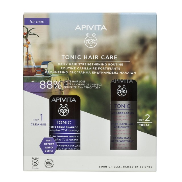 Apivita SET Tonic Hair Lotion 150ml & ΔΩΡΟ Mens Tonic Shampoo 250ml (Πρόγραμμα Ενδυνάμωσης Μαλλιών για Άνδρες)