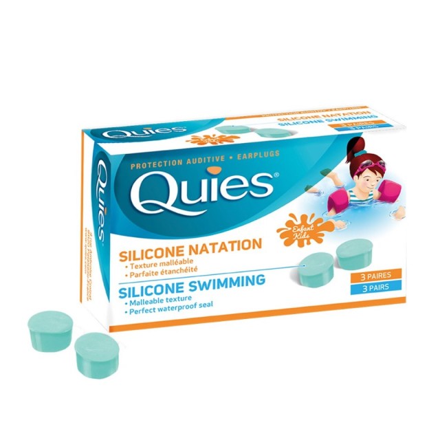 Quies Silicone Earplugs for Water Protection Kids 3 ζευγάρια (Παιδικές Ωτοασπίδες από Σιλικόνη για Πλήρη Προστασία στο Νερό)