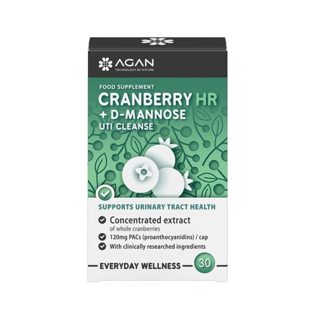 Agan Cranberry HR + D Mannose 30caps (Συμπλήρωμα Διατροφής για την Υγεία του Ουροποιητικού Συστήματος)