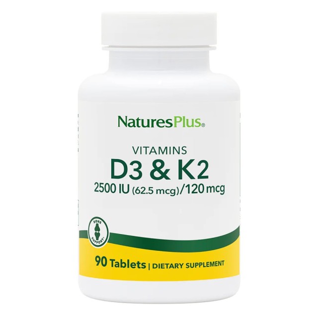 Natures Plus Vitamins D3 2500iu & K2 120mcg 90tabs