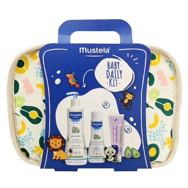 Mustela SET Daily Baby Kit  Body Lotion 500ml & Gentle Cleansing Gel 2x200ml & Vitamin Barrier Cream 1-2-3 2x50ml (ΣΕΤ με Γαλάκτωμα Σώματος, Αφροντούζ & Κρέμα Αλλαγής Πάνας)