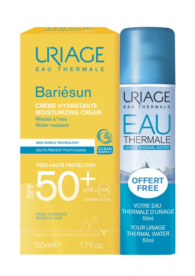 Uriage Bariesun Moisturizing Cream SPF50+ 50ml & ΔΩΡΟ Thermal Water 50ml (ΣΕΤ με Αντηλιακή Κρέμα Προσώπου Πολύ Υψηλής Προστασίας & ΔΩΡΟ Ιαματικό Νερό)