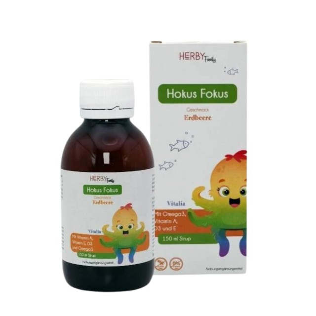 Herby Family Hokus Fokus 150ml (Συμπλήρωμα Διατροφής σε Σιρόπι για Παιδιά με Βιταμίνες & Ωμέγα-3 για τη Φυσιολογική Λειτουργία της Καρδιάς, του Εγκεφάλου & της Όρασης)