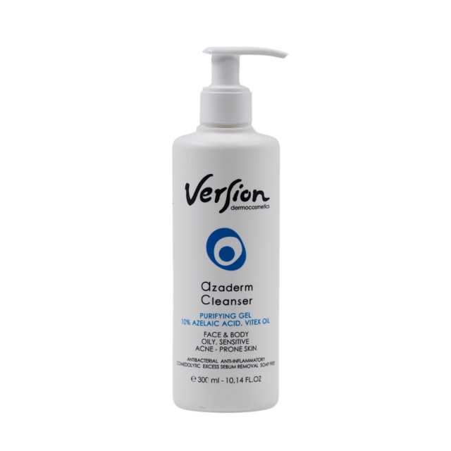 Version Azaderm Cleanser 300ml (Τζελ Καθαρισμού Προσώπου & Σώματος για Λιπαρό/με Τάση Ακμής Δέρμα)