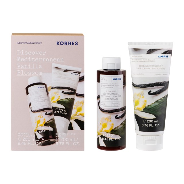 Korres SET Mediterranean Vanilla Blossom Renewing Shower Gel 250ml & Mediterranean Vanilla Blossom Body Smoothing Milk 200ml (ΣΕΤ με Αφρόλουτρο & Ενυδατικό Γαλάκτωμα Σώματος με Άνθη Βανίλιας)