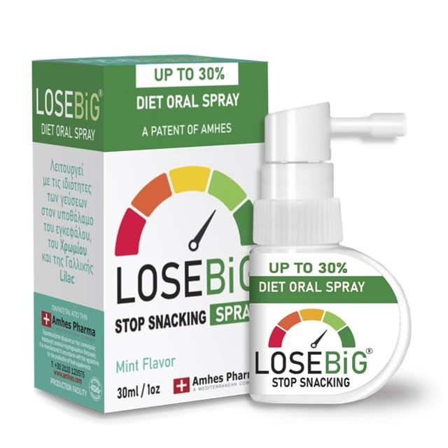 Amhes Pharma Losebig Stop Snacking Diet Oral Spray Mint 30ml (Συμπλήρωμα Διατροφής που Περιορίζει τη Λιγούρα - Γεύση Μέντα)