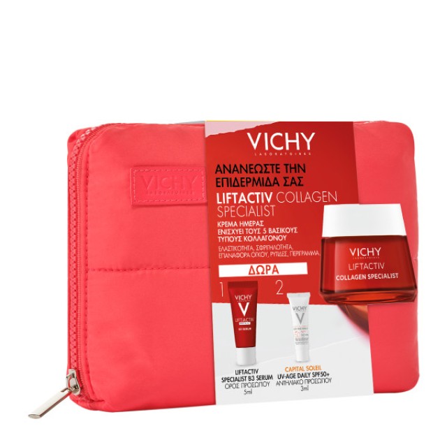 Vichy Vichy Promo Liftactiv Collagen Specialist 50ml (Κρέμα Ημέρας με Δώρο Liftactiv Specialist B3 Serum 5ml & Capital Soleil UV Age Daily spf 50+ 3ml σε Μοντέρνο Τσαντάκι)